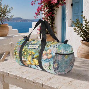 Schicke blaue türkisfarbene sizilianische Majolika Duffle Bag