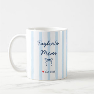 Schicke Blaue Wasserfarben Streifen und Bogen Mama Kaffeetasse
