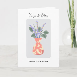 Schicke Blumen-Vase-Illustration mit Lavendel Karte