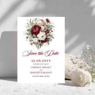 Schicke Blush-Burgunder-Gold-Save-the-Date-Karte Save The Date