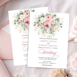 Schicke Blush-Pfingstrose Goldene Blumeneinladung Einladung