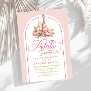 Schicke Blüten und Prosecco-Roségold-Guss-Einladun Einladung