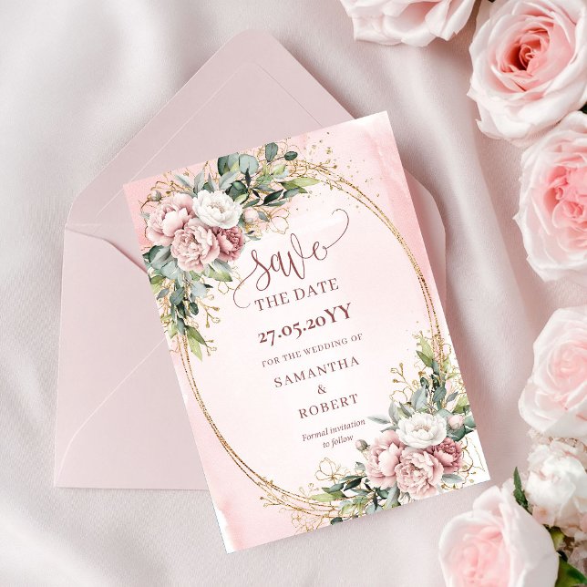 Schicke Bohemian Roségold-Grün Save The Date (Chic Bohemian Rose Gold Greenery Save The Date)