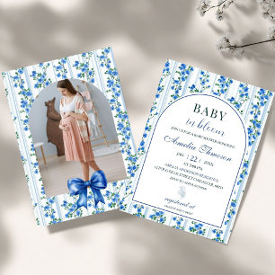 Schicke Boho Blaue Wildblumen Jungen Blumen Baby-P Einladung