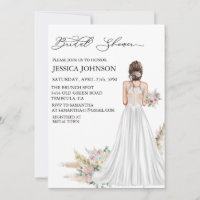 Schicke Boho-Brautdusche Hochzeitskleid Brünette