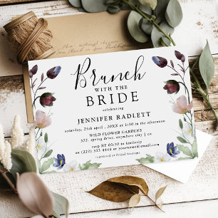 Schicke Boho-Hochzeit Wildblumen-Braut-Brunch Einladung
