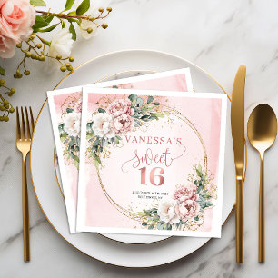 Schicke Boho-Roségold-Grünzeug-Sweet-Sixteen-Servi Serviette