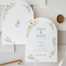 Schicke Boho-Wildblumen-Hochzeit - Save the Date Einladung