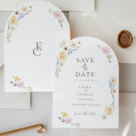 Schicke Boho-Wildblumen-Hochzeit - Save the Date Einladung