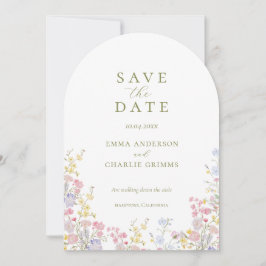 Schicke Boho-Wildblumen Hochzeit Termin merken Einladung