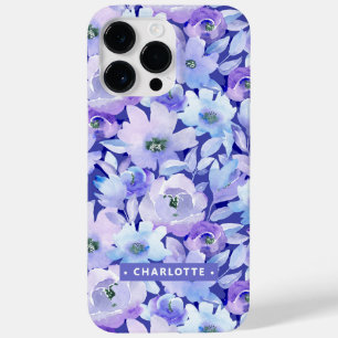 Schicke botanische lila blaue Wasserfarbe Blumenna Case-Mate iPhone 14 Pro Max Hülle