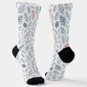 Schicke botanische Stechpalmen-Beeren-Blumenmuster Socken