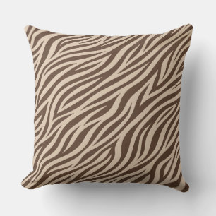 Schicke braune und beige Zebrastreifen-Wurfkissen Kissen