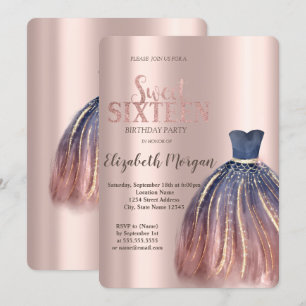 Schicke bunte Bluse, Roségold Sweet 16 Einladung
