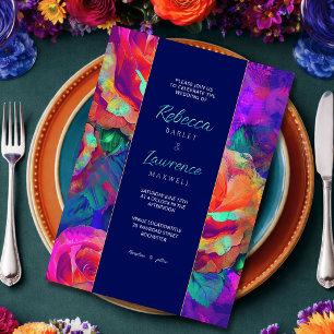 Schicke bunte helle Blumen Hochzeit Einladung