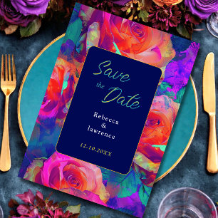 Schicke bunte helle Blumen Hochzeit Save The Date