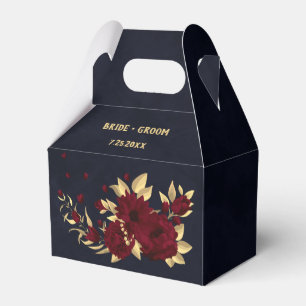 Schicke burgunderrote und goldene Navy-Hochzeit Geschenkschachtel