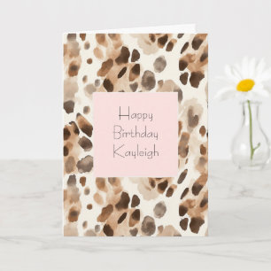 Schicke Creme-Braun-Leoparden-Tier-Pink-Geburtstag Karte
