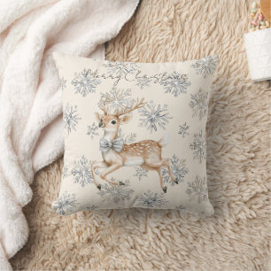 Schicke Creme Silberbogen Rentier Weihnachten Kissen