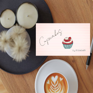 Schicke Cupcake-Kirsch-Süßigkeiten gestreifte Visi Visitenkarte