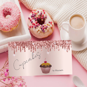 Schicke Cupcakes Kirsche Rose Gold Tropfen Visitenkarte
