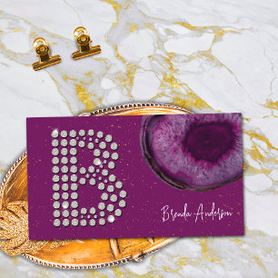 Schicke Diamant-Pflaume-Achat-Initiale Buchstabe B Visitenkarte