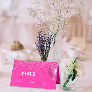 Schicke Disco-Kugel Hot Pink Glitter Hochzeitstisc Platzkarte