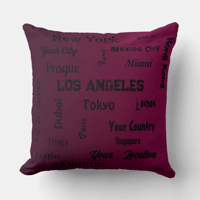 schicke, dunkle Beeren Megastädte der Welt werfen Kissen (Vorderseite)