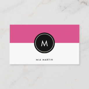 Schicke dunkle rosa und schwärzen Monogramm Visitenkarte