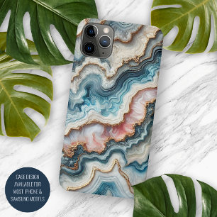 Schicke dunkle Teal-Blau-Blush-Pink-Gold-Marmor-Op iPhone 16 Pro Max Hülle