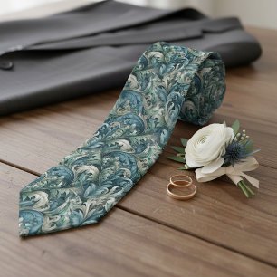 Schicke dunkle Teal-Blau-Grün-Graue Paisley-Kunst Krawatte