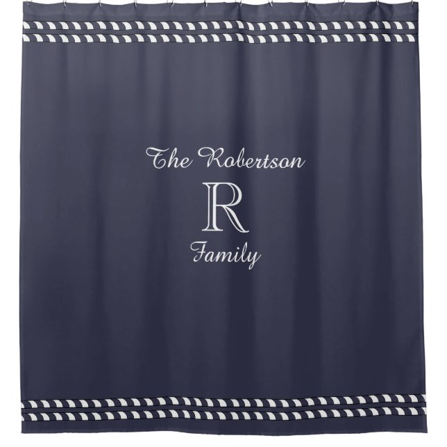 SCHICKE DUSCHE CURTAIN_ " FAMILIE" NAVY/WHITE DUSCHVORHANG (Vorderseite)