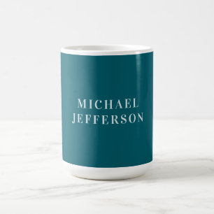 Schicke einfarbige dunkle Tealfarbe personalisiert Kaffeetasse