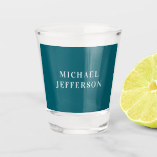 Schicke einfarbige dunkle Tealfarbe personalisiert Schnapsglas