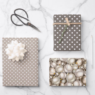 Schicke Elfenbein Silber Gold Troddeln Ornamente M Geschenkpapier Set