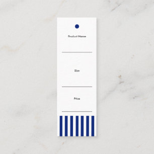 Schicke Etikette mit navyblauen Streifen für Bouti Mini Visitenkarte