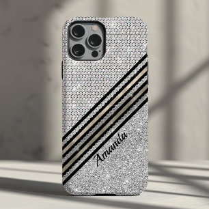 Schicke falsche Kristall- und Silber-Glitter-Perso Case-Mate iPhone Hülle