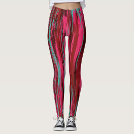 Schicke farbenfrohe abstrakte Rot & Pink Leggings