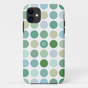 Schicke farbenfrohe grüne Punkte Muster Monogramm Case-Mate iPhone Hülle