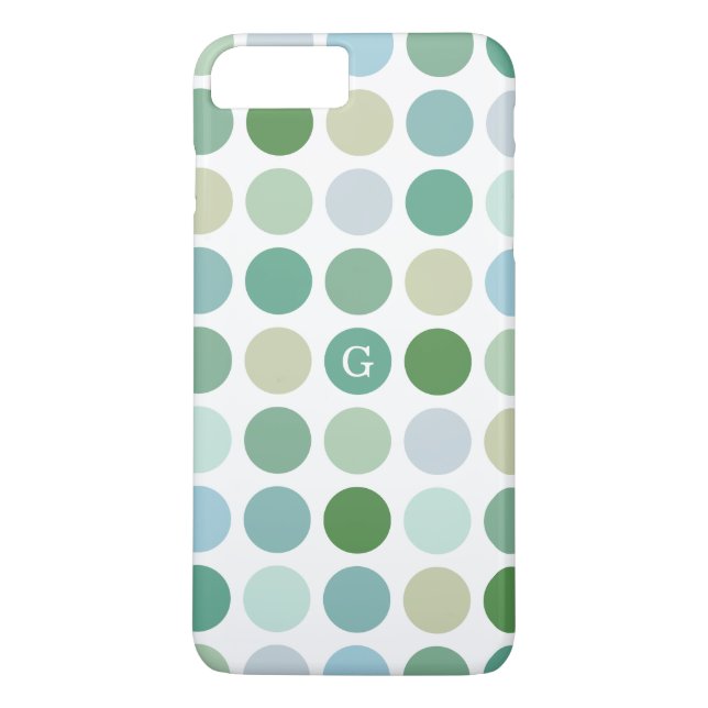 Schicke farbenfrohe grüne Punkte Muster Monogramm Case-Mate iPhone Hülle (Rückseite)