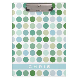 Schicke farbenfrohe grüne Punkte Muster Monogramm Klemmbrett