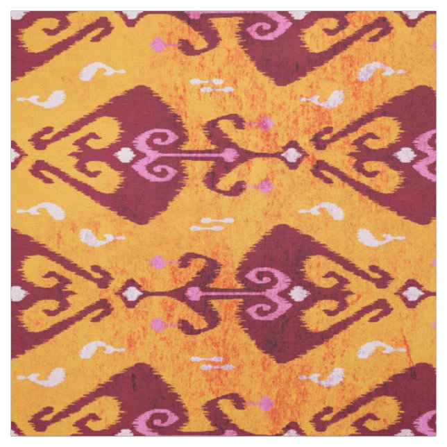 Schicke, farbenfrohe orangefarbene Ikat-Stammesmus Stoff (Muster)