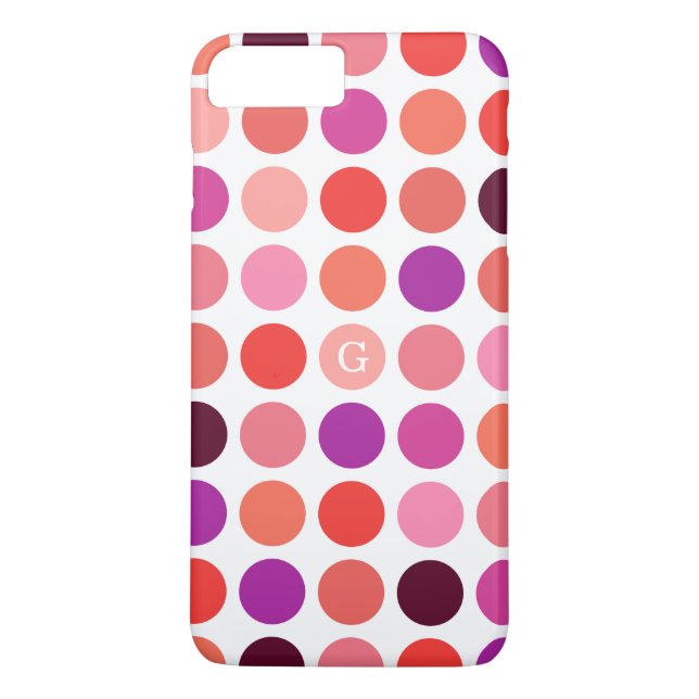 Schicke farbenfrohe Punkte-Muster-Monogramm Case-Mate iPhone Hülle (Rückseite)