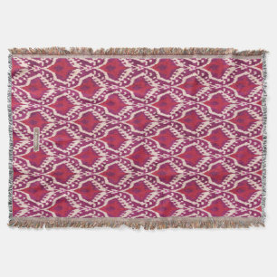 Schicke, farbenfrohe rote und violette Ikat-Stamme Decke
