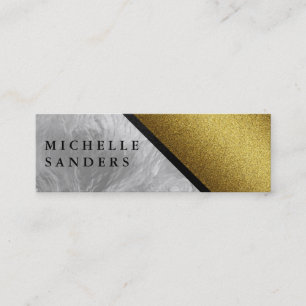 Schicke Faux-Gold-Glas mit Lederbesatz Mini Visitenkarte