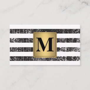 Schicke Faux-Metallic-Gold-Monogramm-Grunge-Streif Visitenkarte