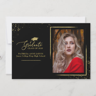 Schicke festliche Abschlussankündigung Gold Glitte Einladung