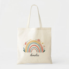 Schicke Florale Boho-Regenbogen-Minimalist-Tasche Tragetasche