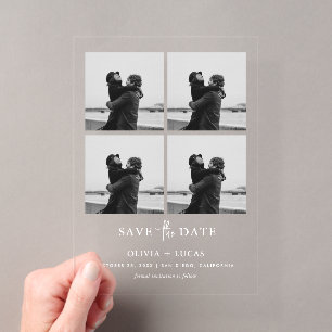 Schicke Foto-Collage Hochzeit Save The Date Acryleinladungen