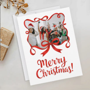 Schicke Foto-Familien-Weihnachten-Rotband-Rand Postkarte